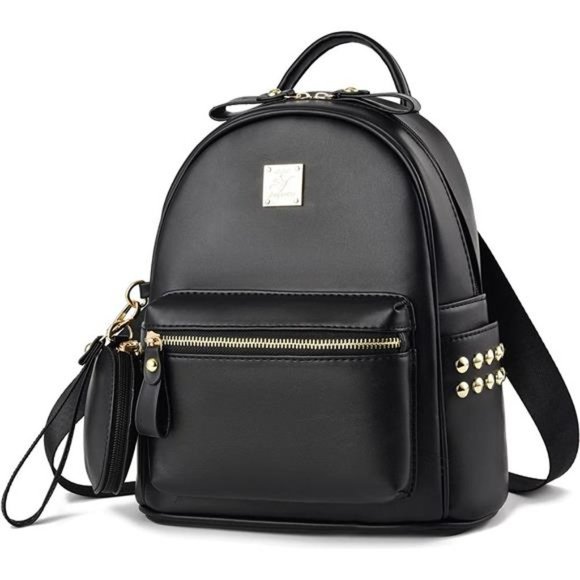 WOMEN Backpack Purse PU Leather Cm003-black